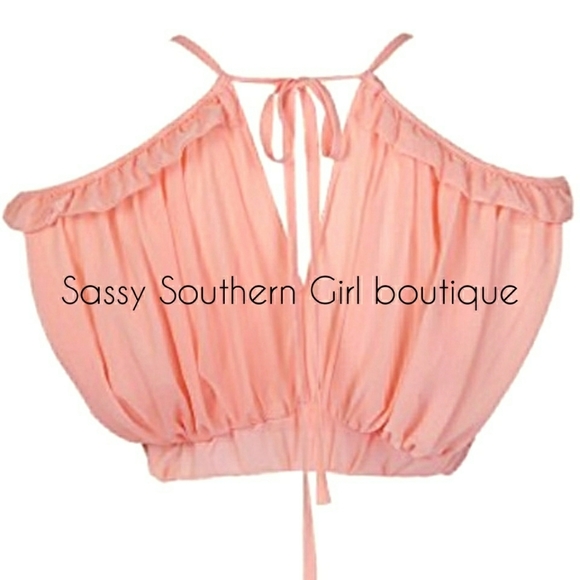 🆕⭐Blush pinky peach crop ruffle top⭐ - Picture 1 of 9